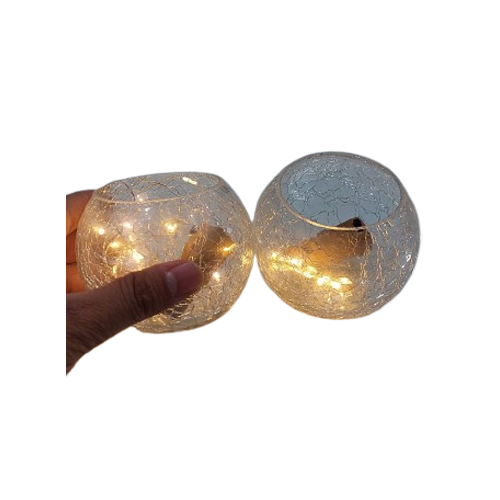 250ml Crakle Rolly Polly Glass Votive