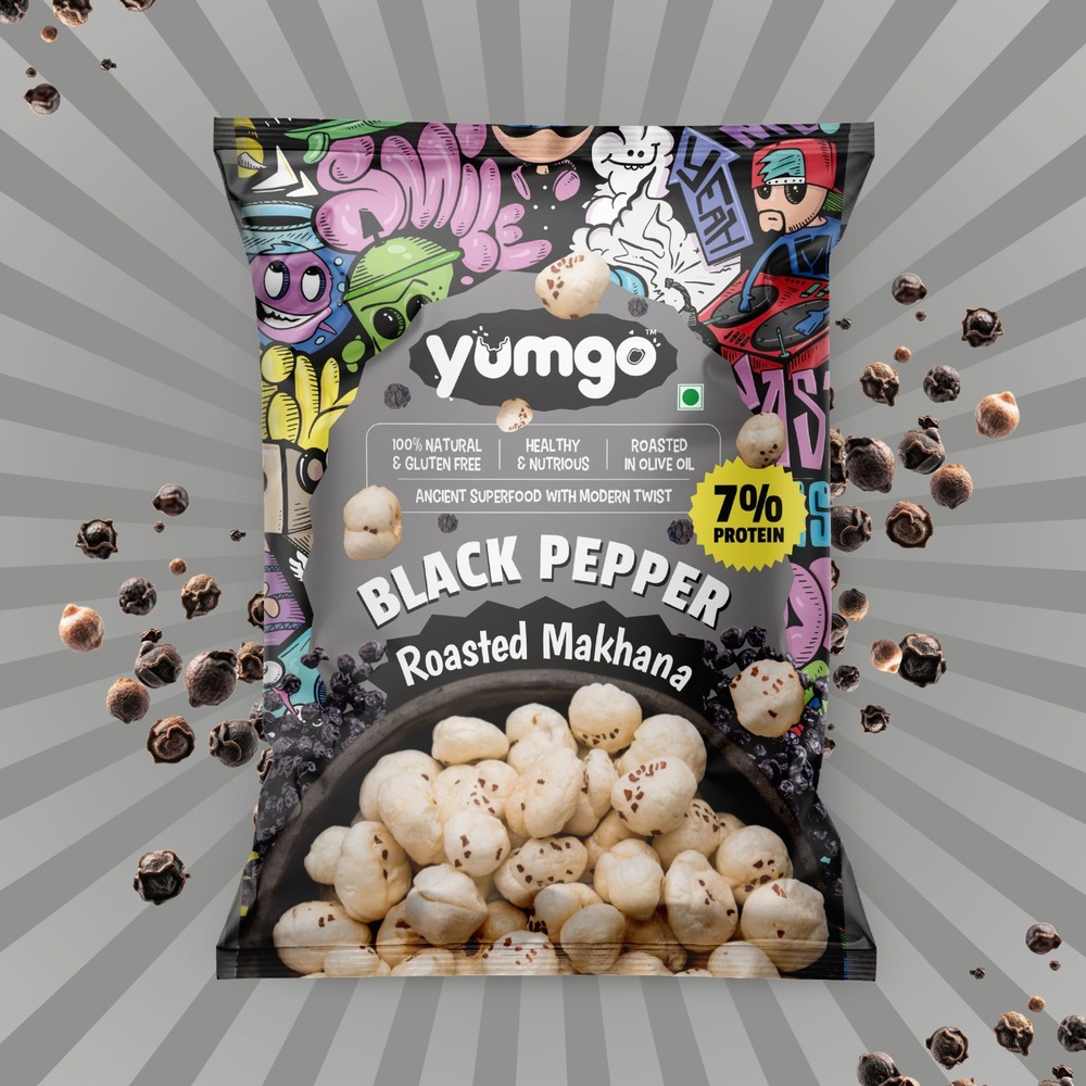 Black Pepper Roasted Makhana - Color: White