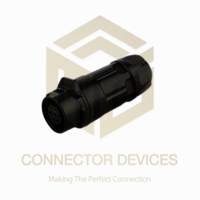 Lp12 100v 3a 7pin Female Inline Ip67 Waterproof Power Connector Plastic Shell, Nylon Pa66, 65mm Length, Black, Gold-plated Contacts