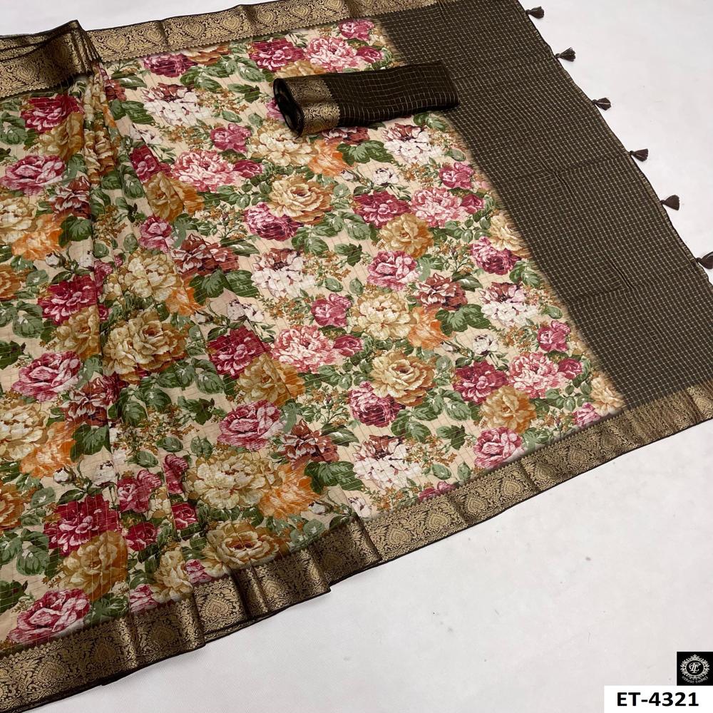 Party Wear Saree - Color: Multi-Color Floral