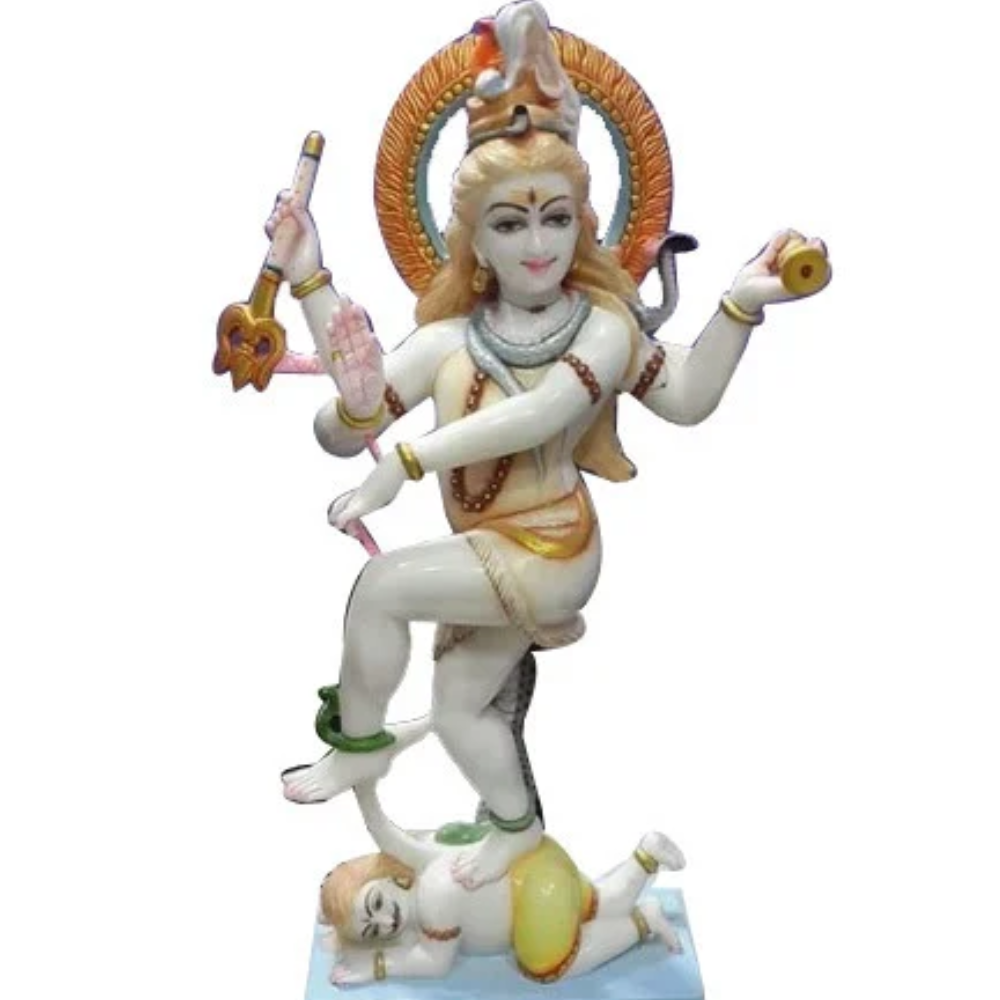 Marble Shiv Tandav Statue - Color: White
