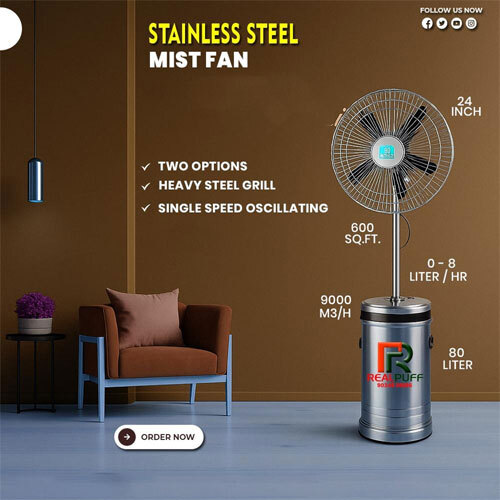 Stainless Steel Mist Fan - Color: Silver