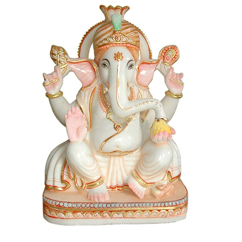 Polishing Marble Ganesh Ji Statue - Color: White