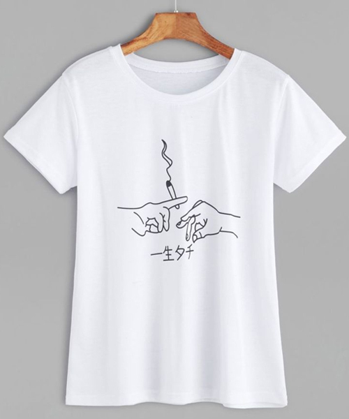 Printed T-Shirt - Color: White