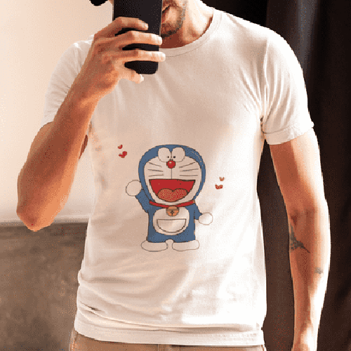 Classic White Happy Dora Cartoon Printed T-Shirt - Design: Premium