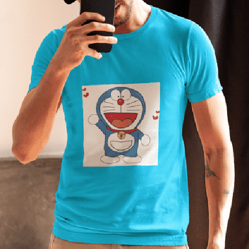 Sky Blue Dora-Inspired Cartoon Printed T-Shirt - Design: Premium