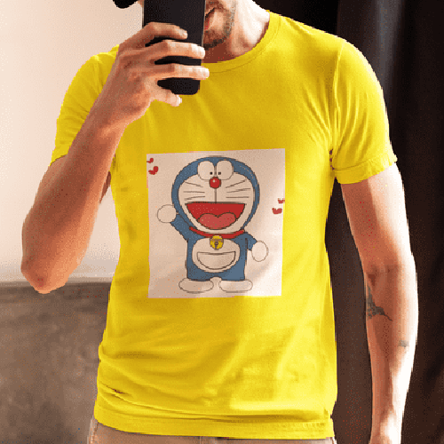 Yellow Dora-Inspired Cartoon Printed T-Shirt - Design: Premium