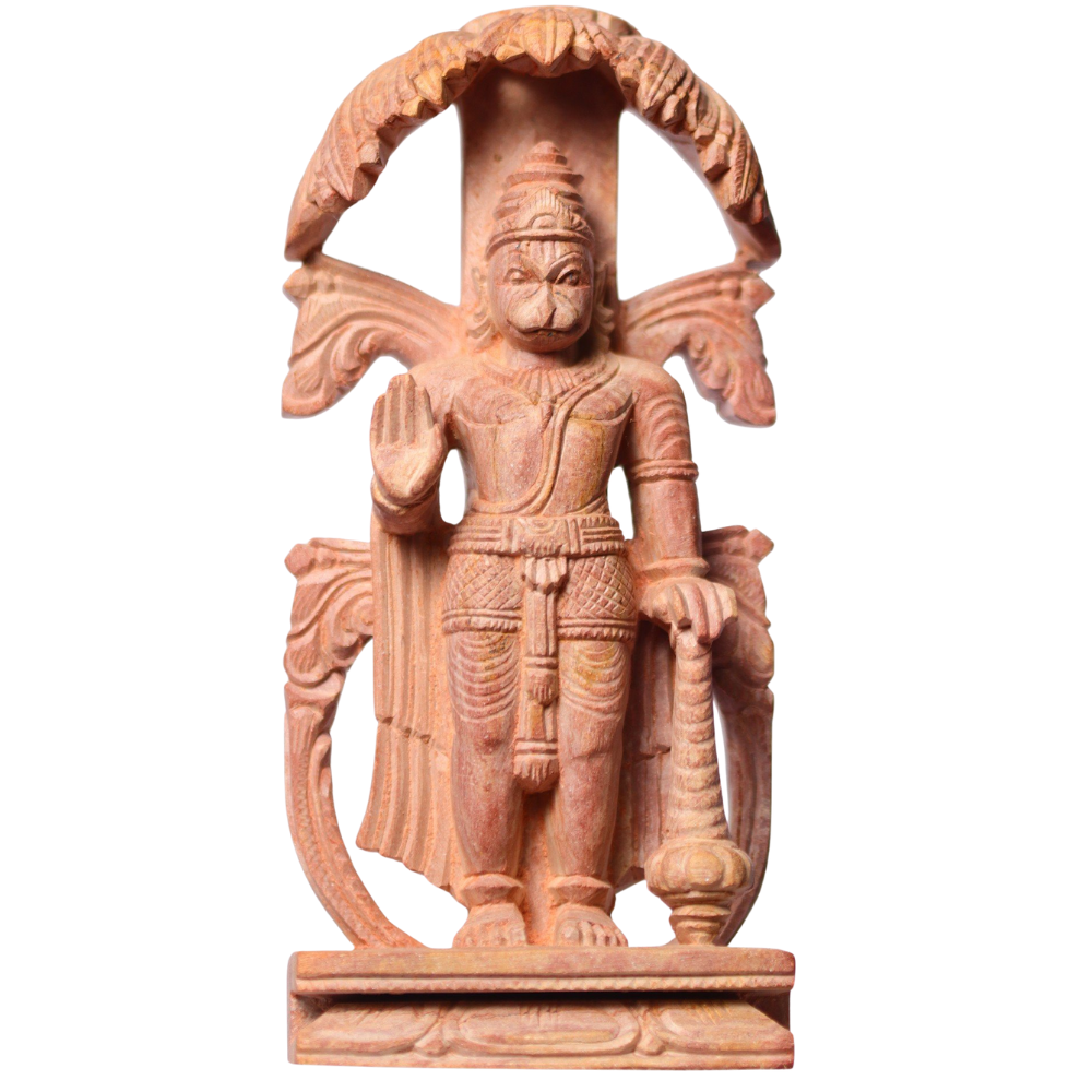 Red Hanuman Sandstone Statue