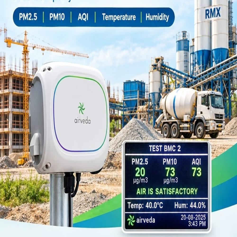 Bmc Compliant Airveda Air Quality Monitoring Solution For Construction Sites - Color: White