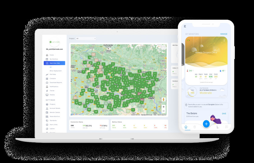 Bmc Compliant Airveda Air Quality Monitoring Solution For Construction Sites. - Color: White