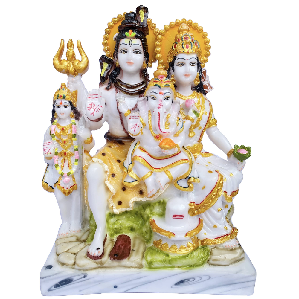 Marble Statue Of Shiv Family - Color: White