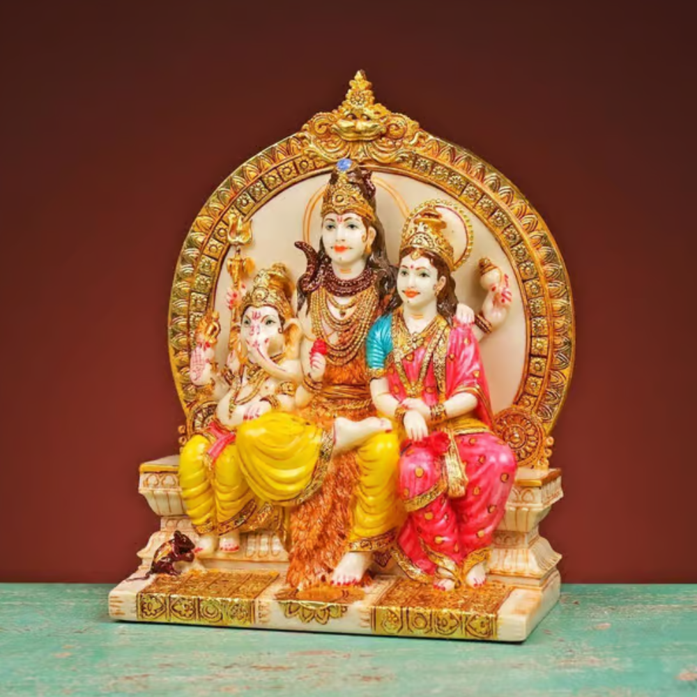 Marble Statue Of Shiv Family - Color: White