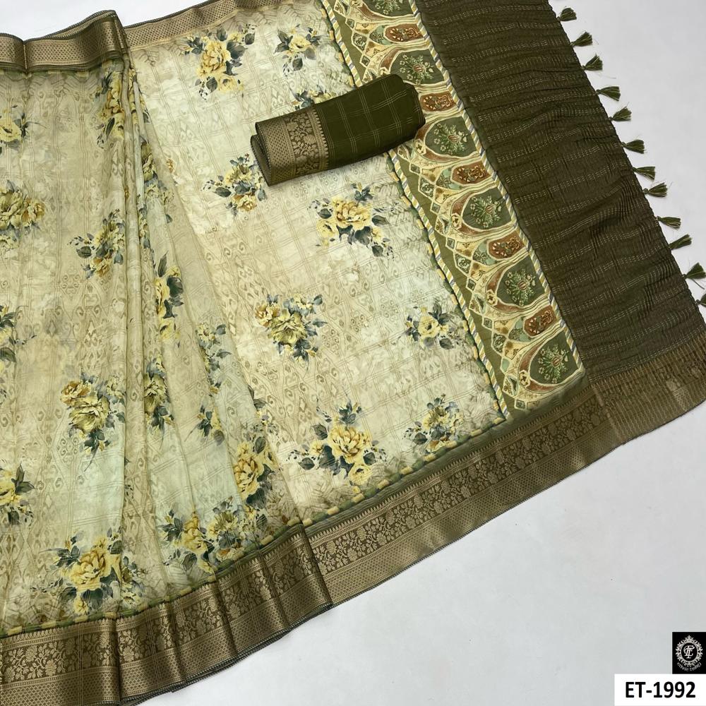 Manipuri Floral Yellow Saree