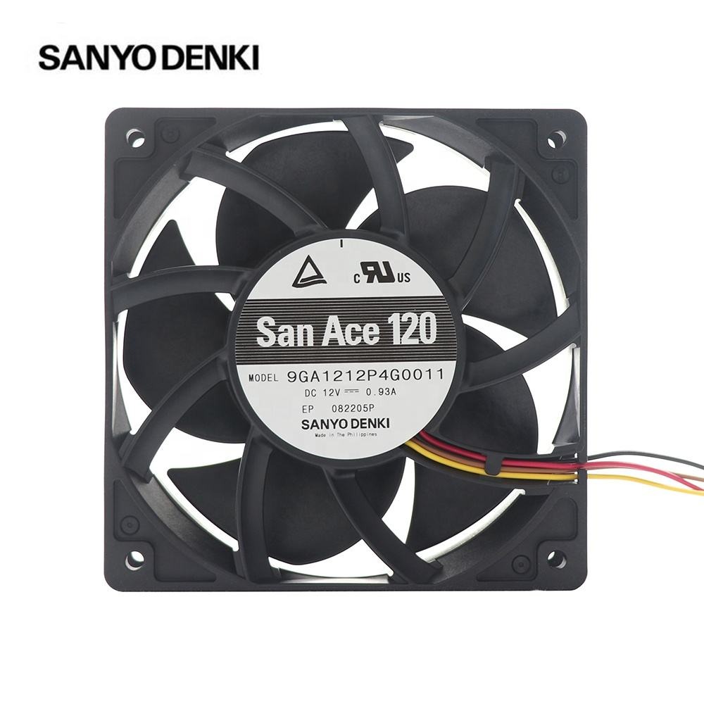 SANYO 9GA1212P4G0011 12V DC 0.93A 11.16W 134CFM 12025 12cm 120x120x25mm 6400RPM 4 Wire Leads DC Axial Cooling Fan