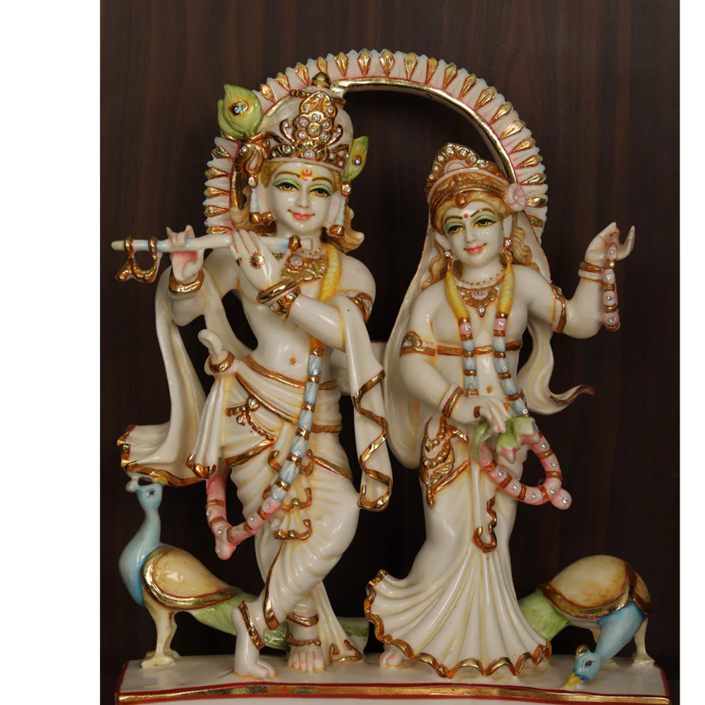 White Marble Radha Krishna - Hardness: Hard