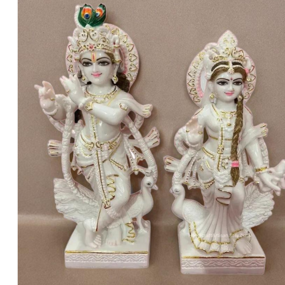 White Marble Radha Krishna - Hardness: Hard