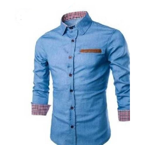 Full Sleeves Mens Blue Color Shirts