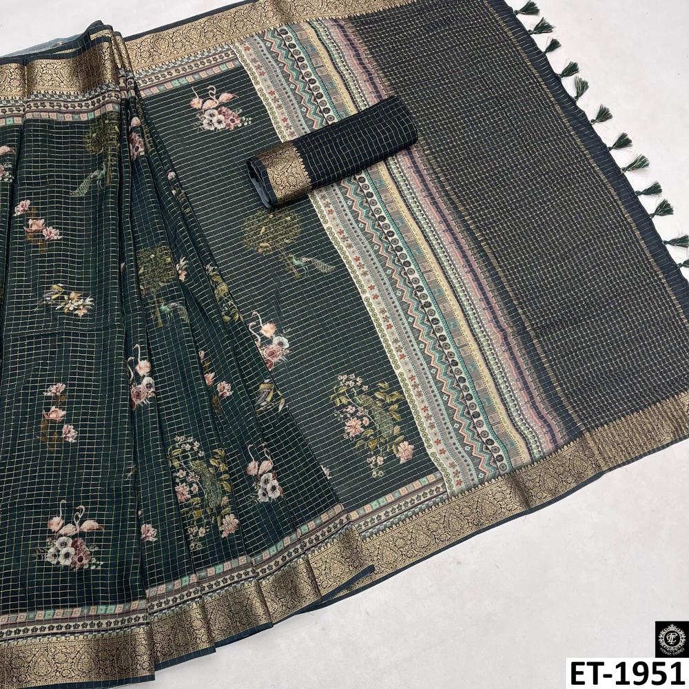 Green printed saree 