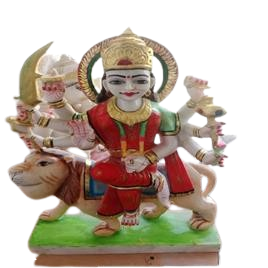 Polished Marble Maa Durga Statue - Color: White