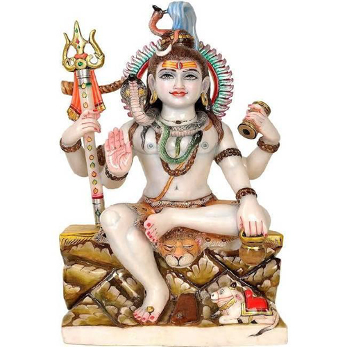 Polished Marble Shiv Ji Statue - Color: Multicolor