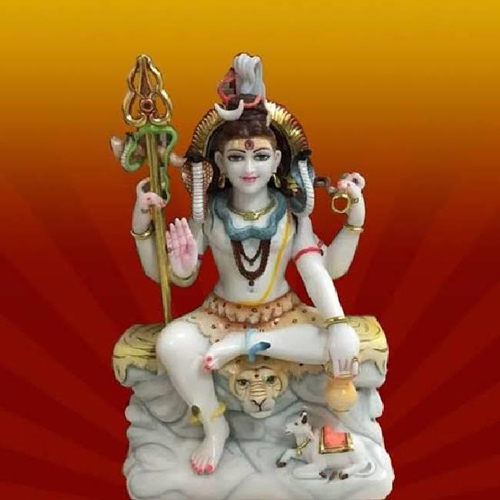 Marble Lord Shiva Murti Statue - Color: Multicolor