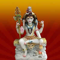 Marble Lord Shiva Murti Statue - Color: Multicolor