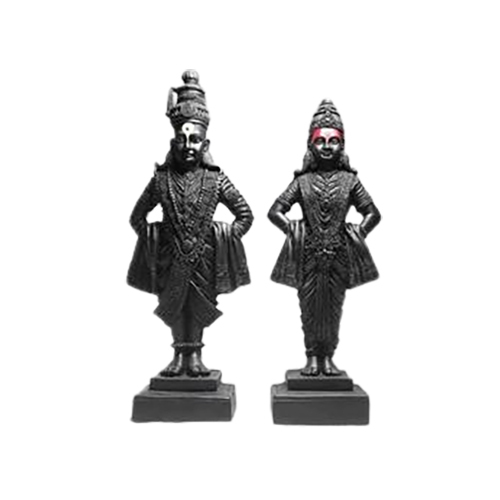 Marble Vitthal Rukmini Statue - Color: Black