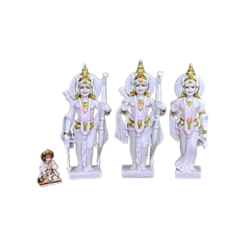 Polished Marble Ram Lakshman Sita Statue - Color: White