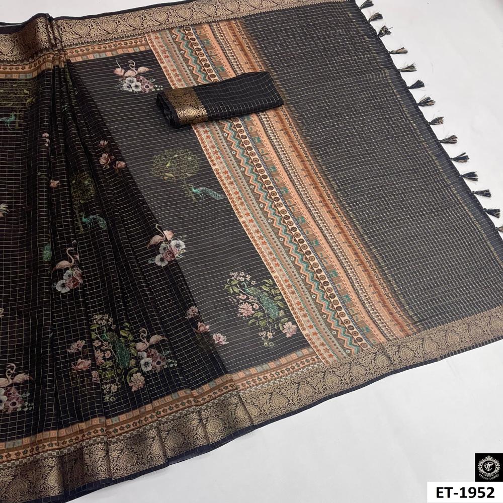 Traditional  Black Floral Saree
