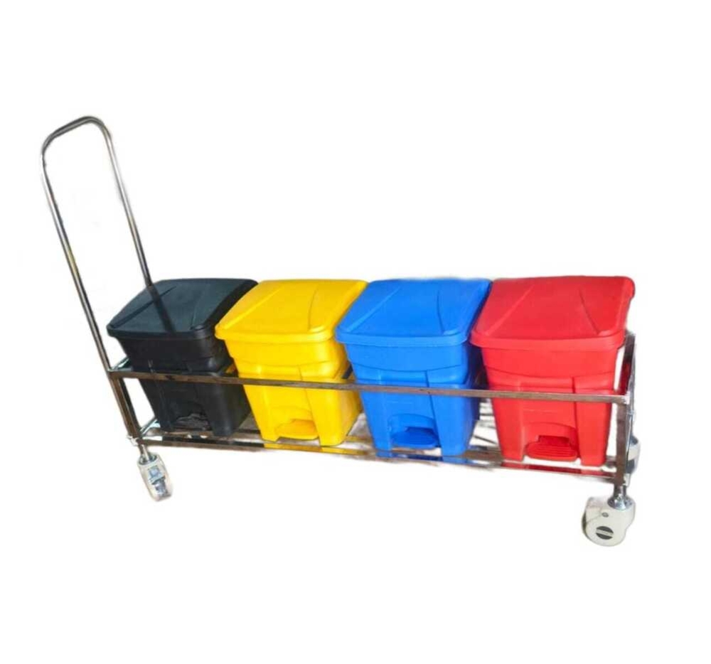 Dustbin Trolley (Set Of 4 -16Ltr) Full S.S