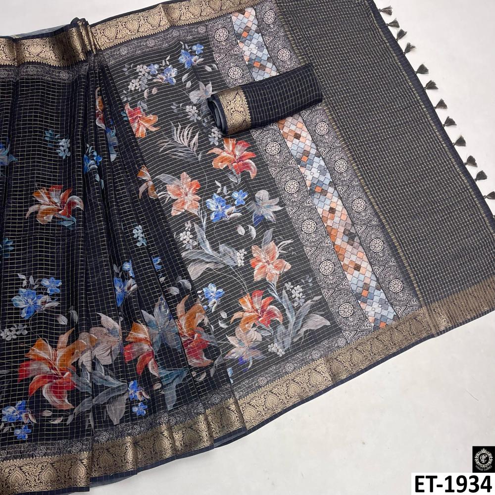  Floral Grid Saree