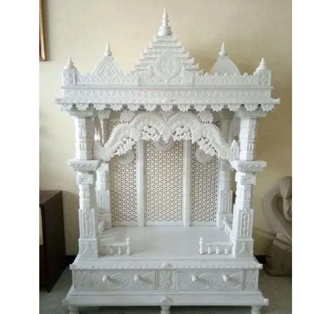 Makrana Polished White Marble Temple - Hardness: High