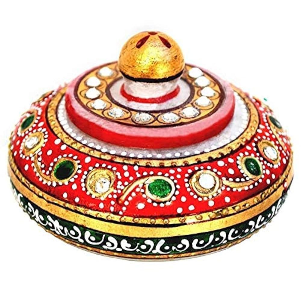 White Marble Sindoor Box - Color: Multicolor