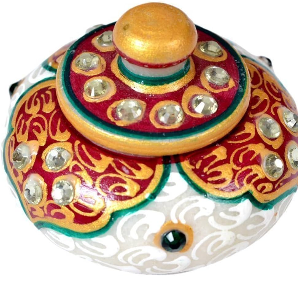 White Marble Sindoor Box