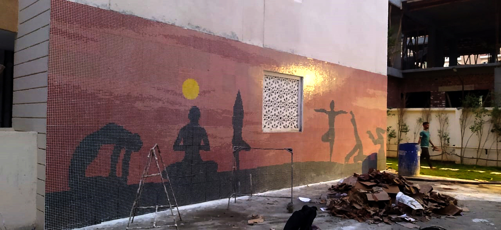 Mosaic Tiles For Interior Uninav Yoga Mural - Color: Multi Color