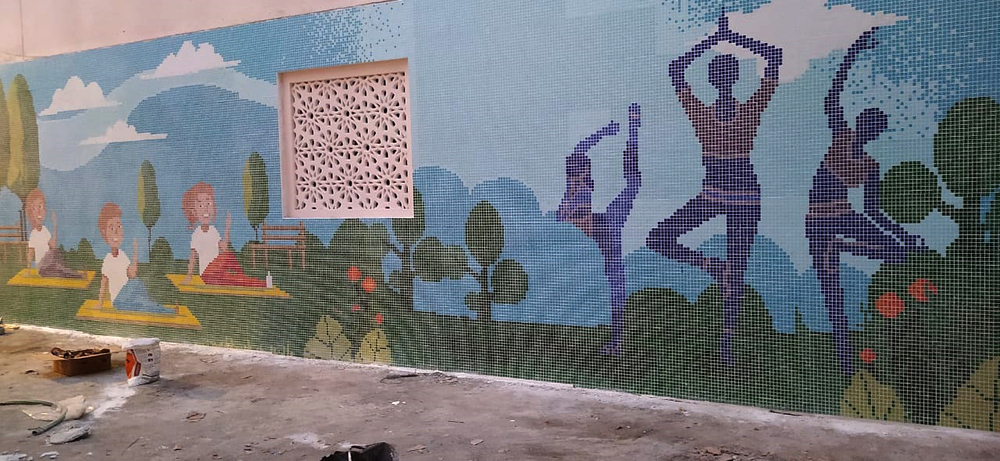 Mosaic Tiles For Interior Uninav Yoga Mural - Color: Multi Color