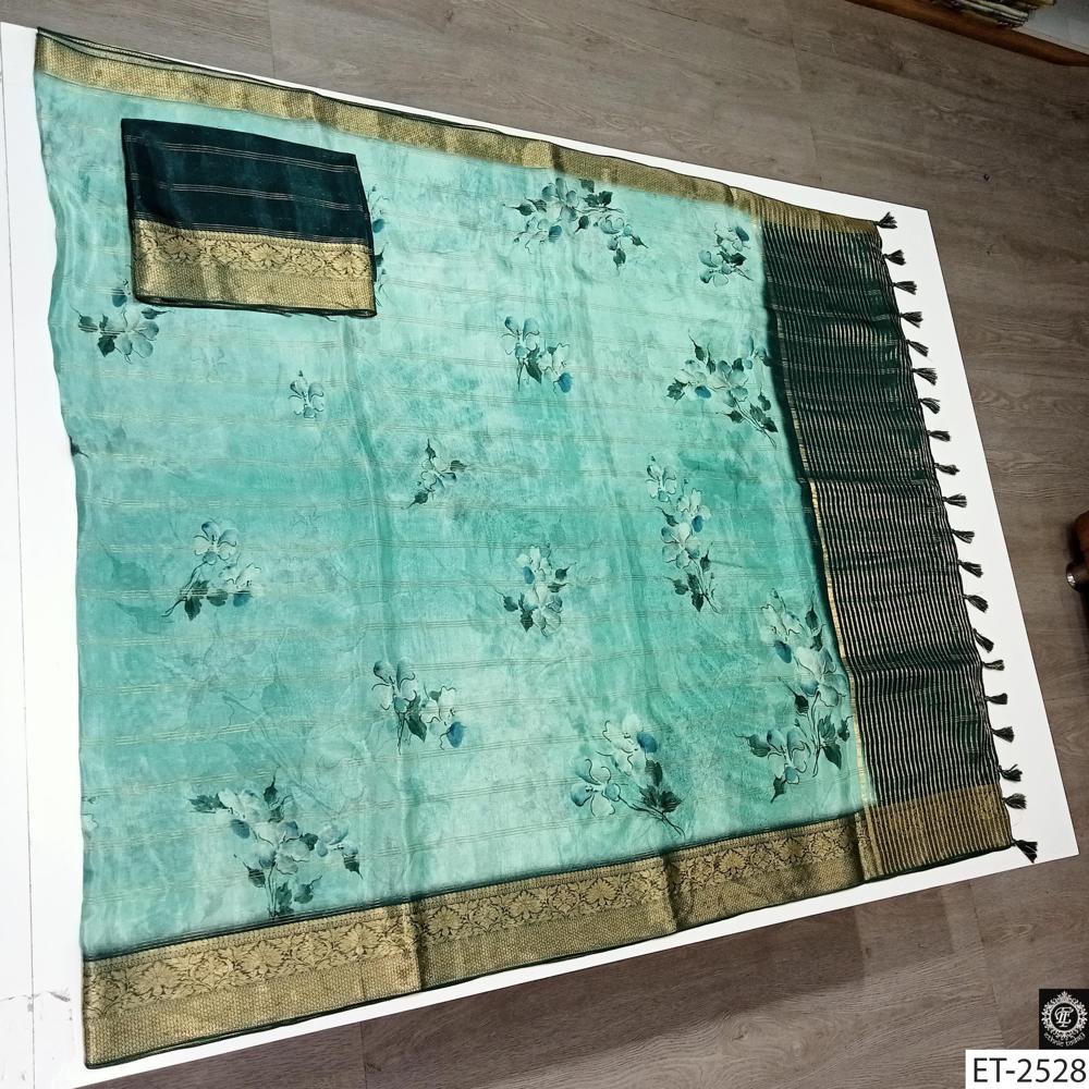 MINT GREEN FLORAL SAREE