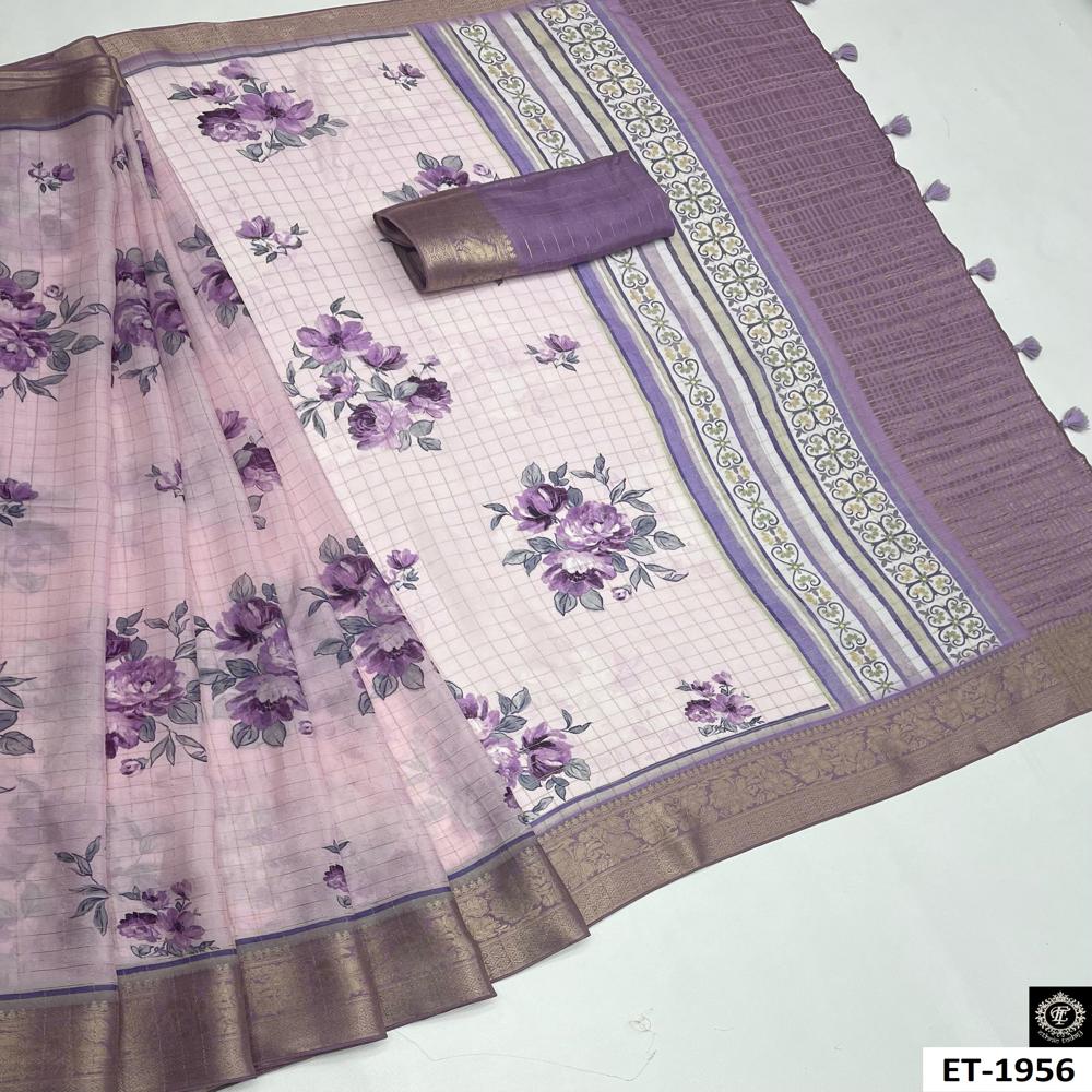  Purple floral stylish saree