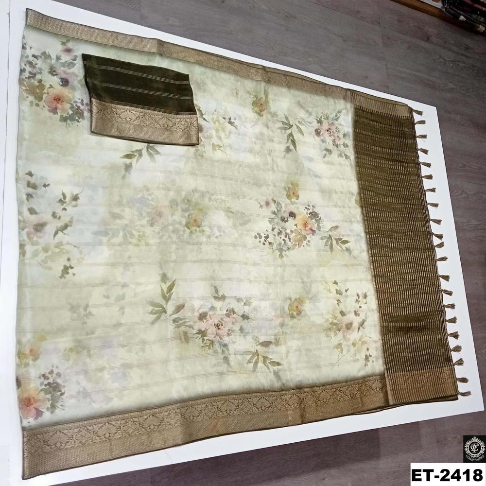 Beige Color Floral Saree