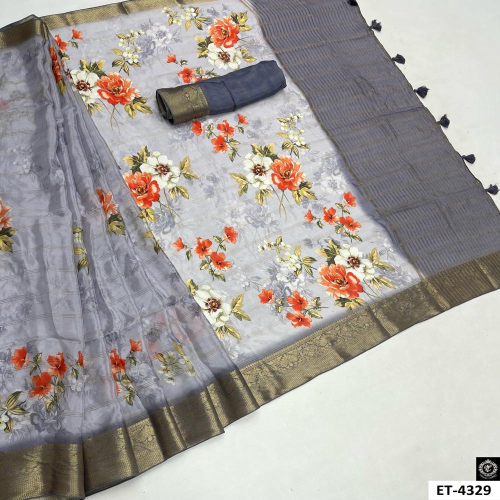 RED WHITE FLORAL MOTIF SAREE