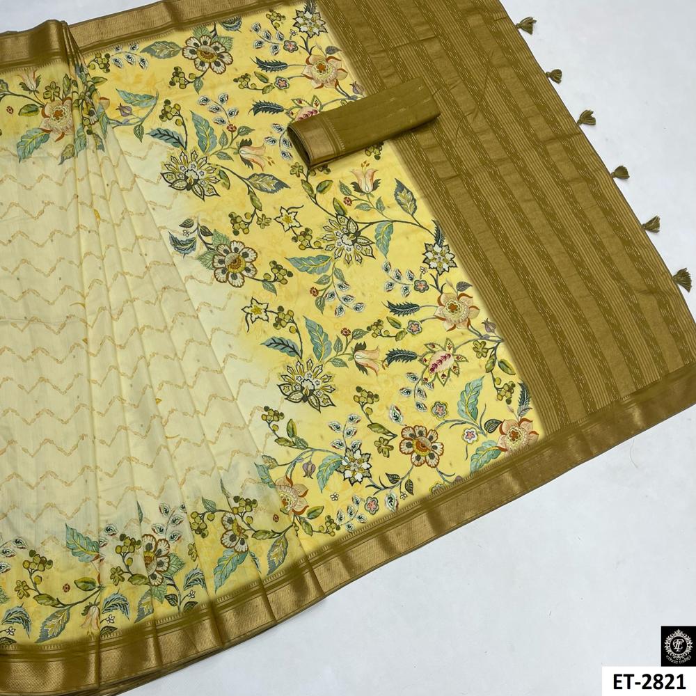 Yellow Kalamkari Saree