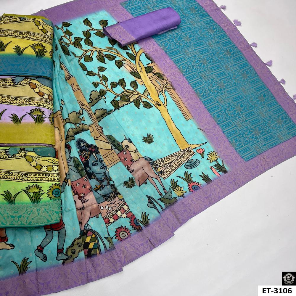 Baby Krishna Motif Saree