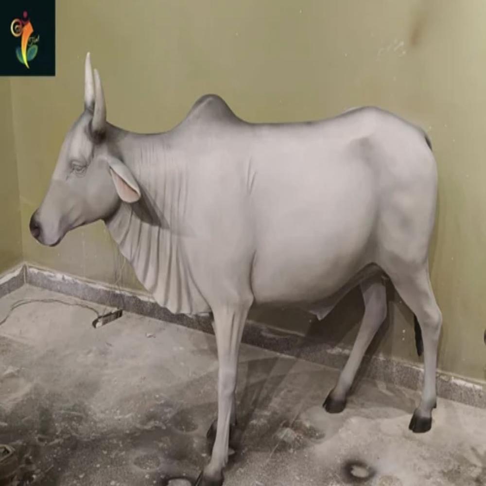 Frp Animal Statue - Fiberglass Material, Standard Size | Black & White Color, Smooth Surface Treatment, Powder Coated For Outdoor Durability