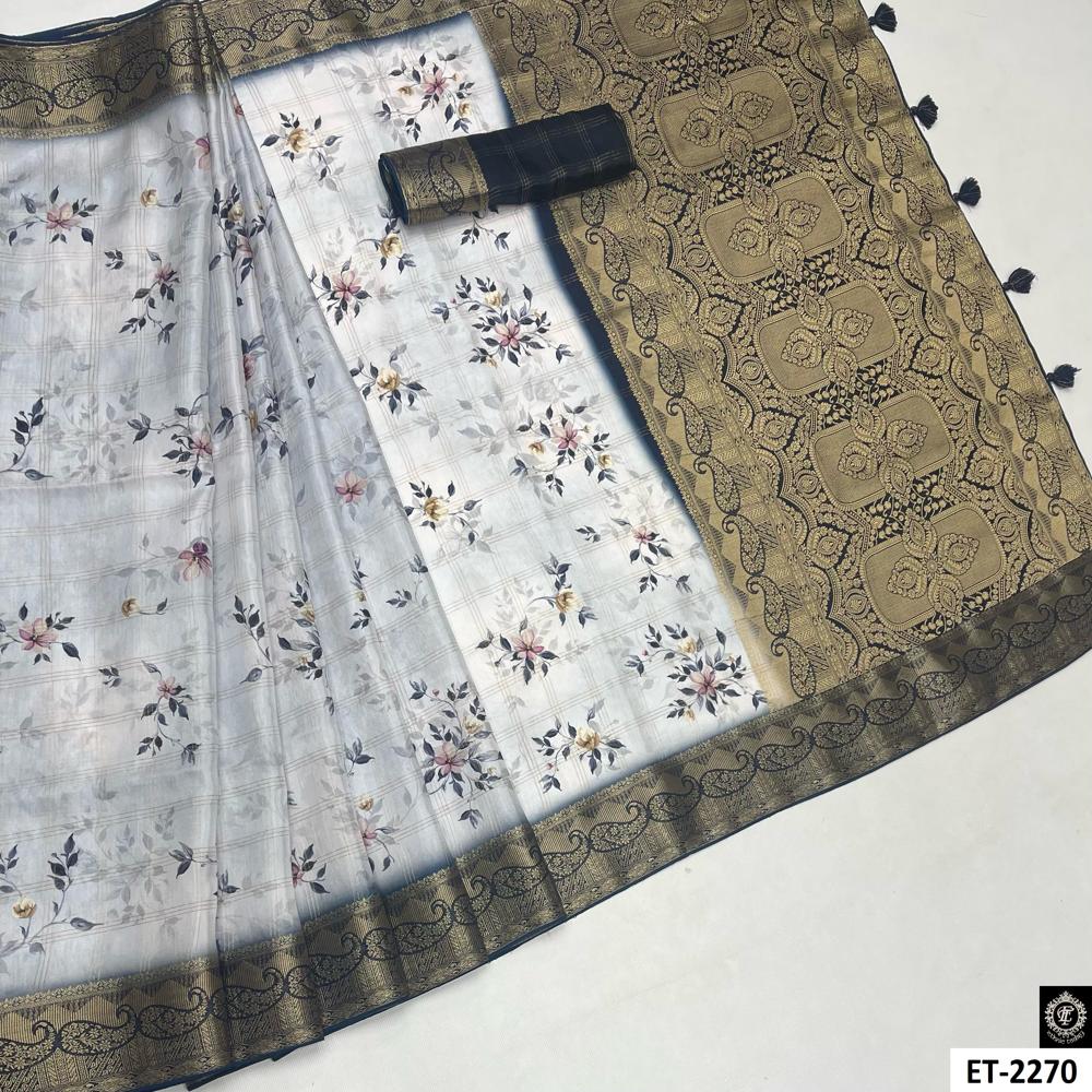 Grey Floral Saree