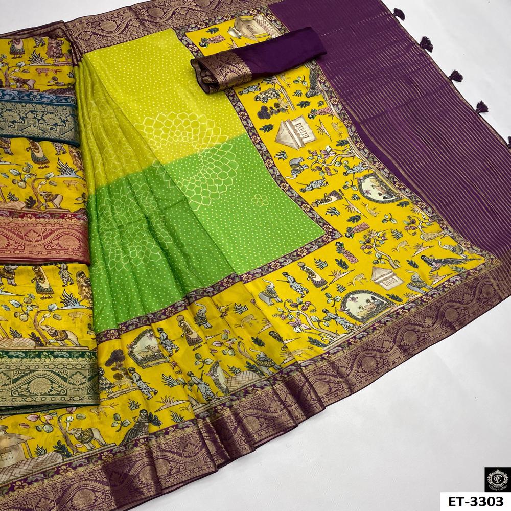 Kalamkari Dola Saree - Color: Purple