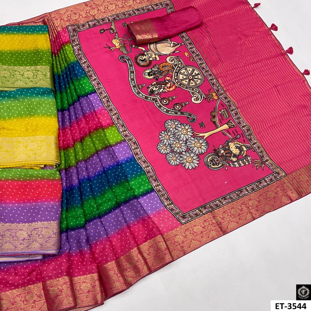 HOT PINK KALAMKARI SAREE
