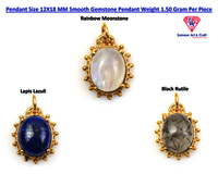 Oval Shape Natural Gemstone Gold Plated Pendant - Color: Multicolor