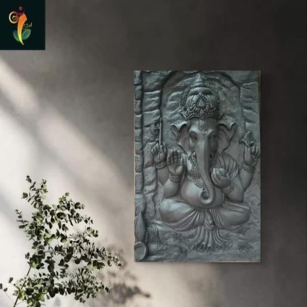 Ganesh Wall Art Mural - Color: Grey