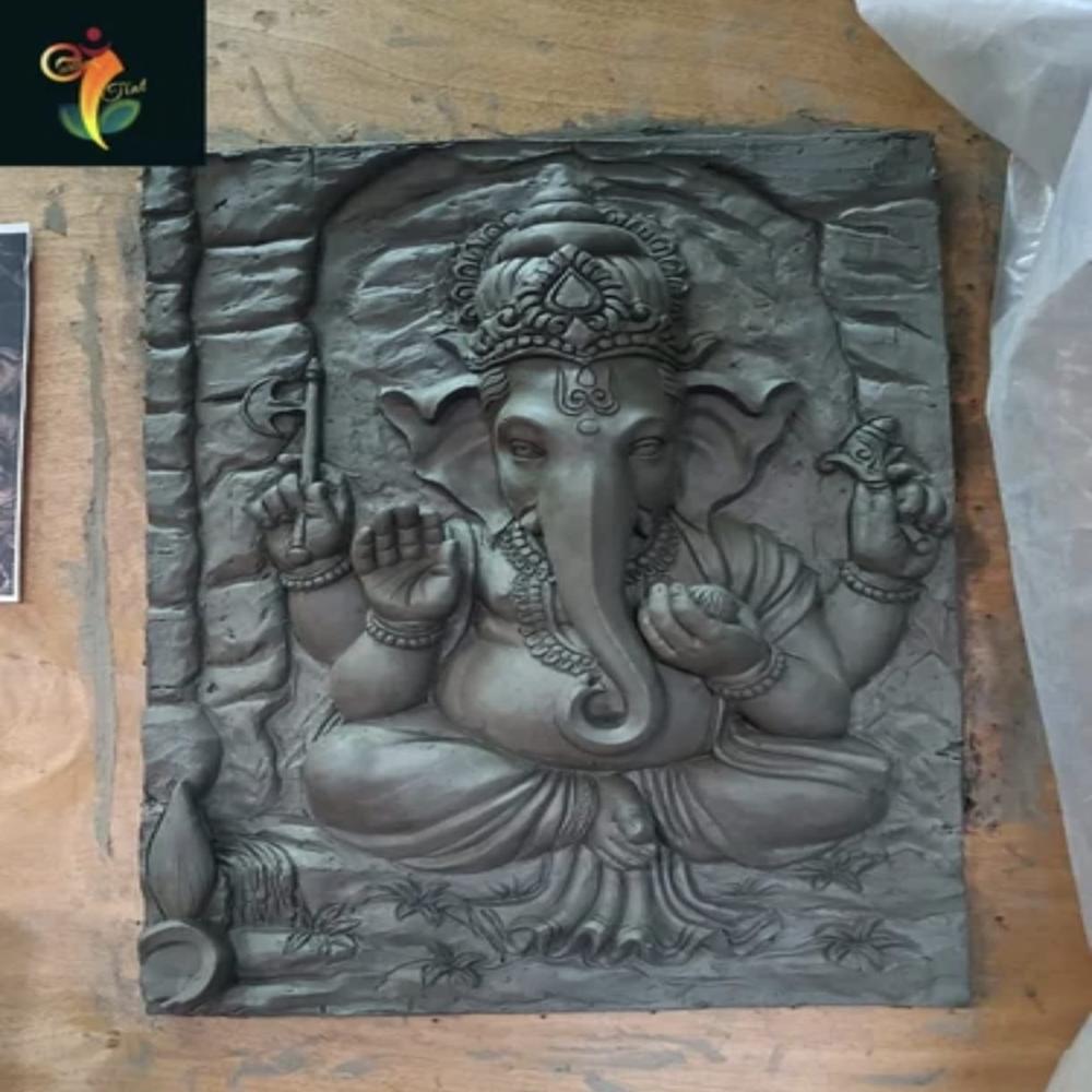 Ganesh Wall Art Mural - Color: Grey