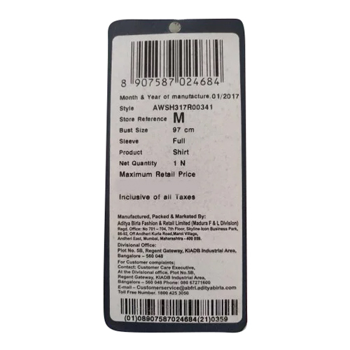 Industrial Barcode Label - Color: Black And White